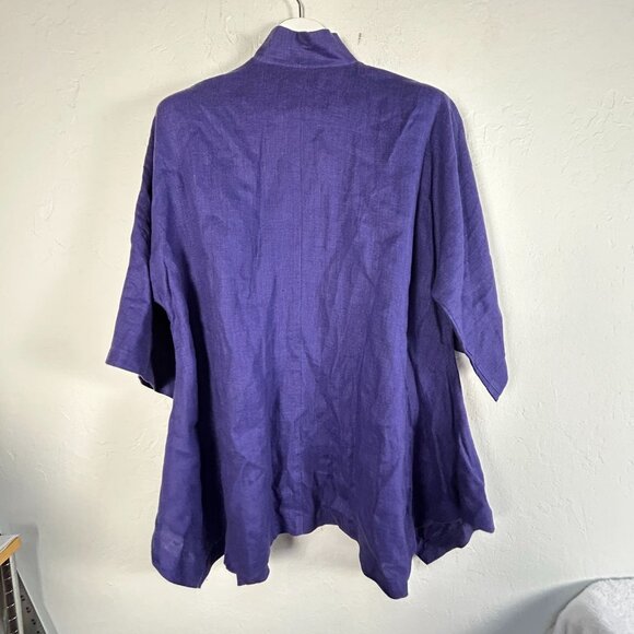 Itemz Chris Baumgartner Womens Purple Linen Button-Up Swing Jacket Lagenlook OS - Picture 2 of 9